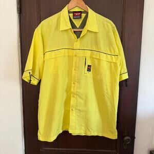 90s Vintage DIESEL | Yellow Workwear Style Short Sleeve Button Down | Large